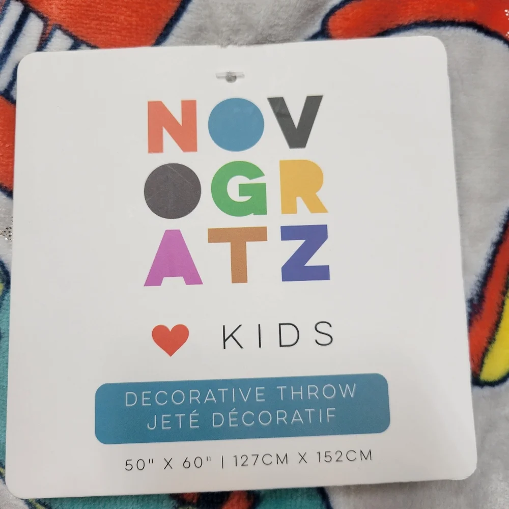 Novogratz Kids Colorful Graphic Blanket Nwt